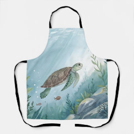 Underwater world with turtle schürze
