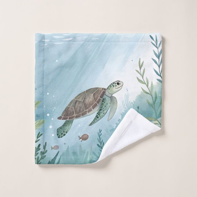 Underwater world with turtle waschlappen (Waschlappen)