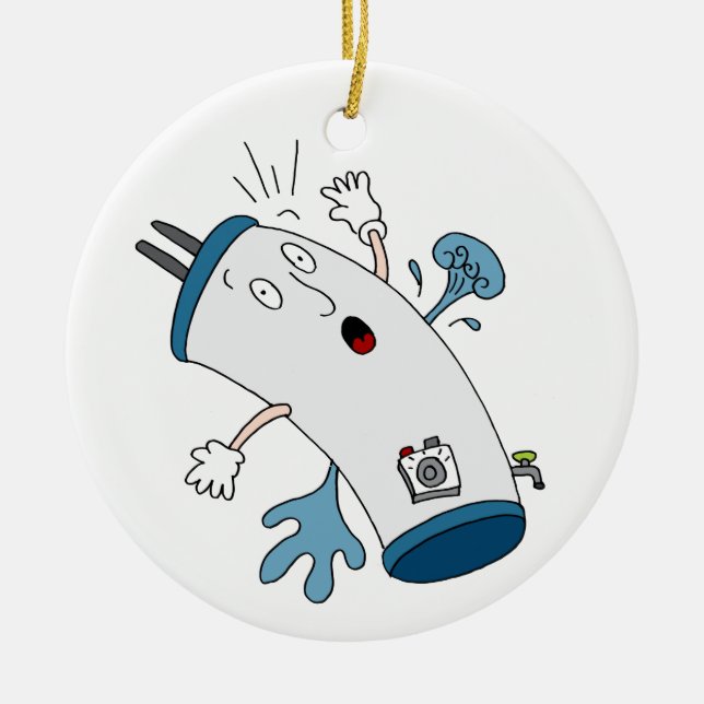 Undichter Warmwasserbereiter-Cartoon Keramik Ornament (Vorne)