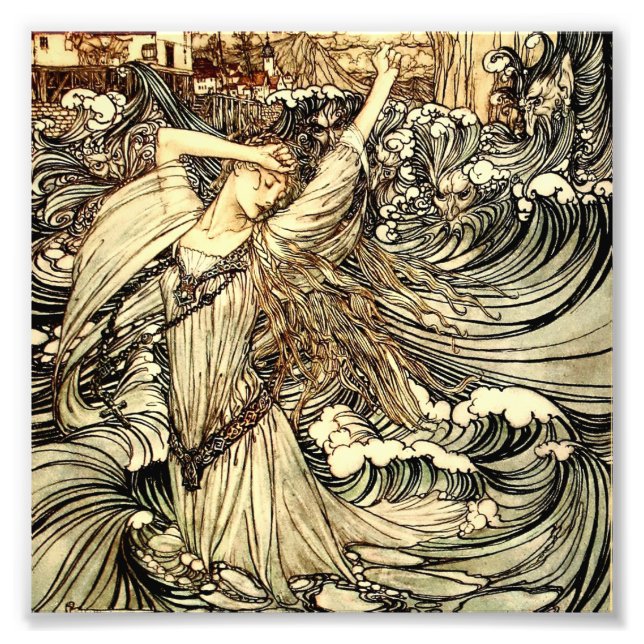 "Undine in the Waves" von Arthur Rackham Fotodruck (Vorne)