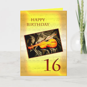 Une 16ème carte d'anniversaire musicale avec un