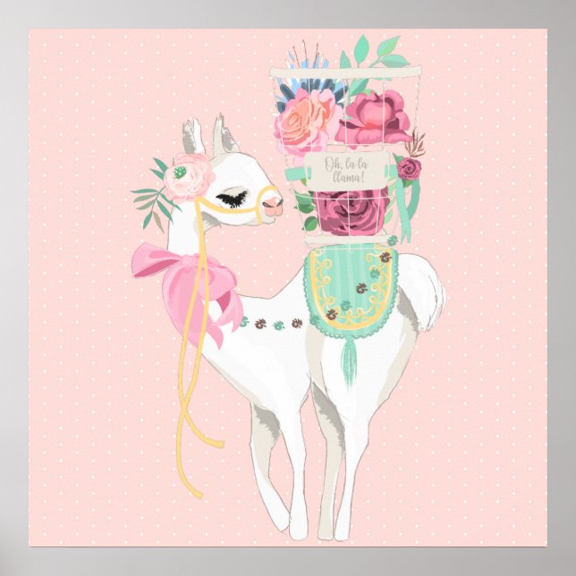 Une affiche avec de belles fleurs et du lama (Devant)