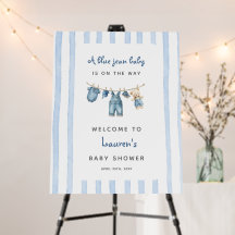 Une Affiche de bienvenue Baby shower Blue Jean