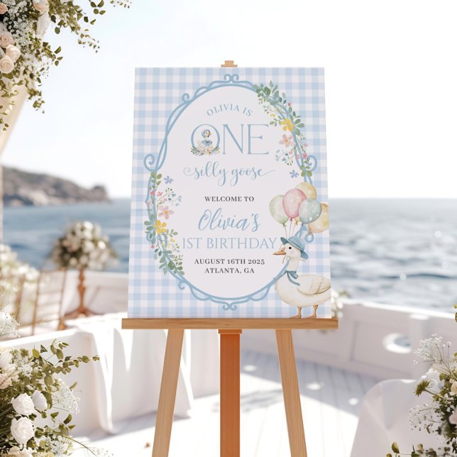 Une Affiche de bienvenue Silly Goose Blue 1st Birt (Créateur téléchargé)