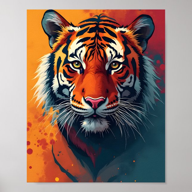 Une affiche de tigre portrait en gros plan (Devant)