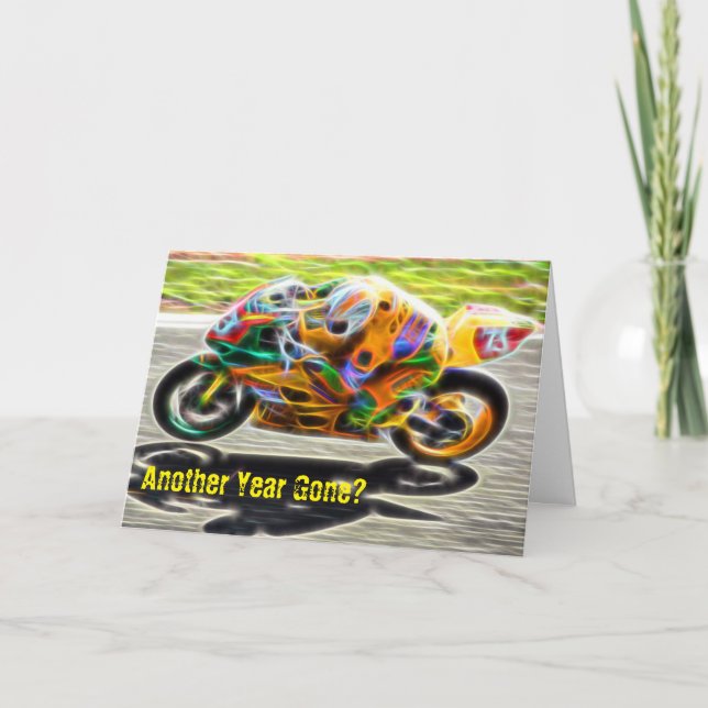 Une année de plus Sport Motorcycle carte d'anniver (Devant)