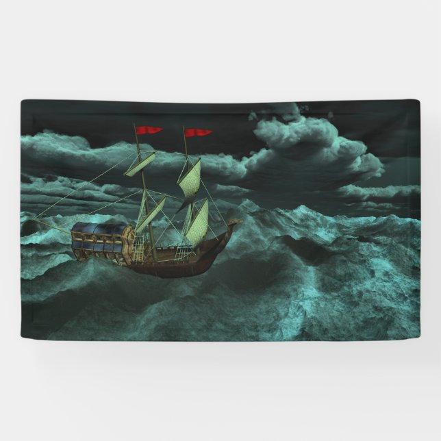Une bannière maritime sauvage et orageuse (Horizontal)