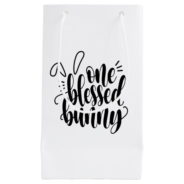 Une Béni Lapin Calligraphie de Pâques | Sac Cadeau (Devant)