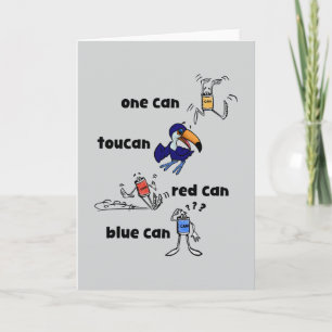 Une carte canard toucan rouge canard bleu