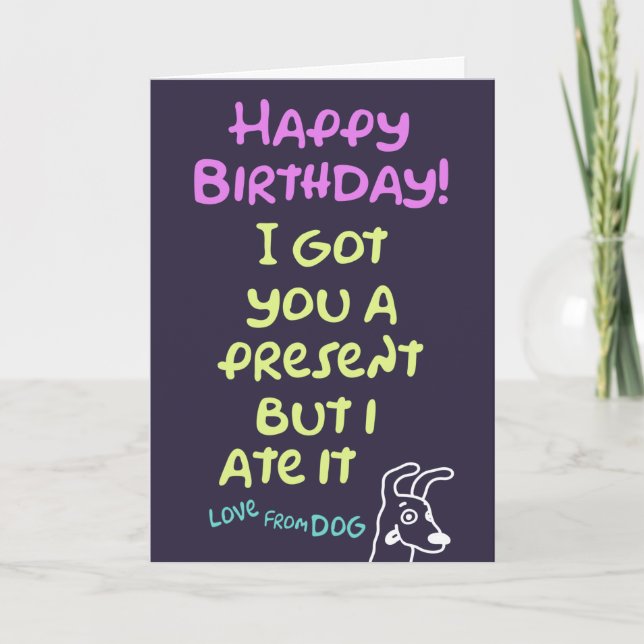Une carte d'anniversaire amusante du chien, messag (Devant)