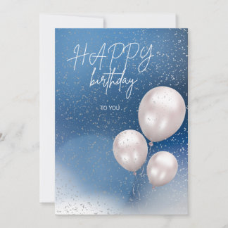 Une carte d'anniversaire élégante bleue avec des b