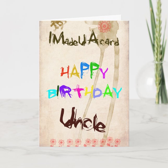 Une carte d'anniversaire pour oncle (Devant)