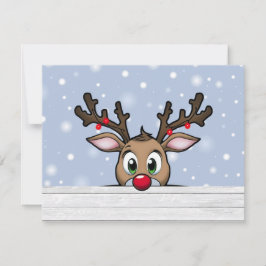 Une carte de Noël de renne au nez rouge