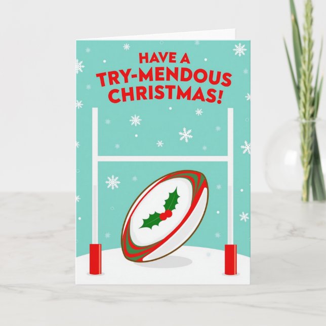 Une carte de Noël de rugby Trymendous (Devant)