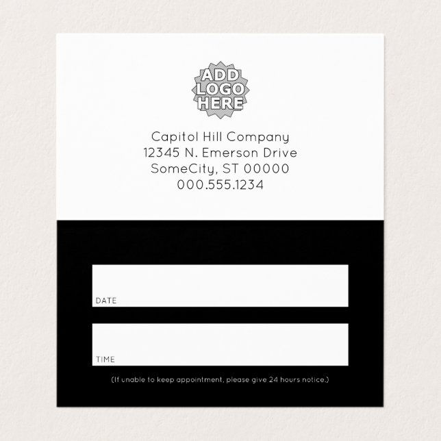 une carte de rendez-vous pliée pour rappel (Intérieur déplié)