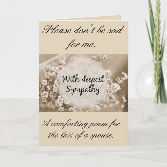 Une carte de sympathie pour un conjoint en deuil. (Devant)