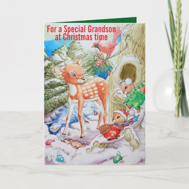 Une carte de vœux de Noël spéciale pour petits-fil (Devant)