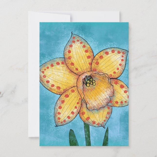 Une Carte De Voeux Dotty Daffodique (Devant)