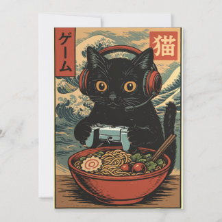 Une carte de vœux drôle de chat de gamer grincheux