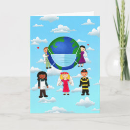 Une carte de voeux pliée Merci Héros