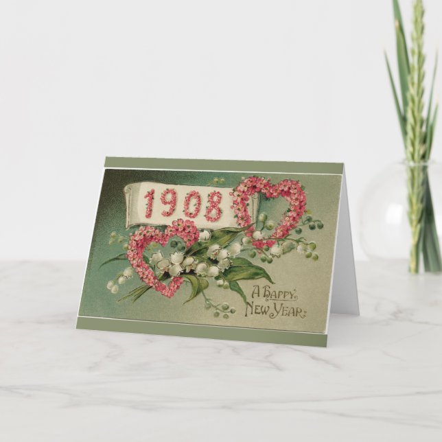 Une carte de voeux victorienne de bonne année (Devant)