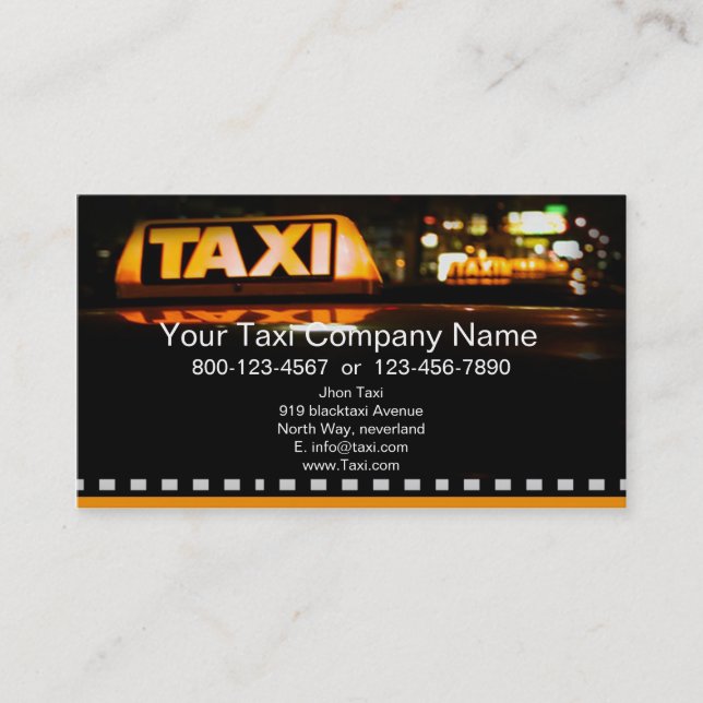 Une carte d'entreprise de services de taxi (Devant)