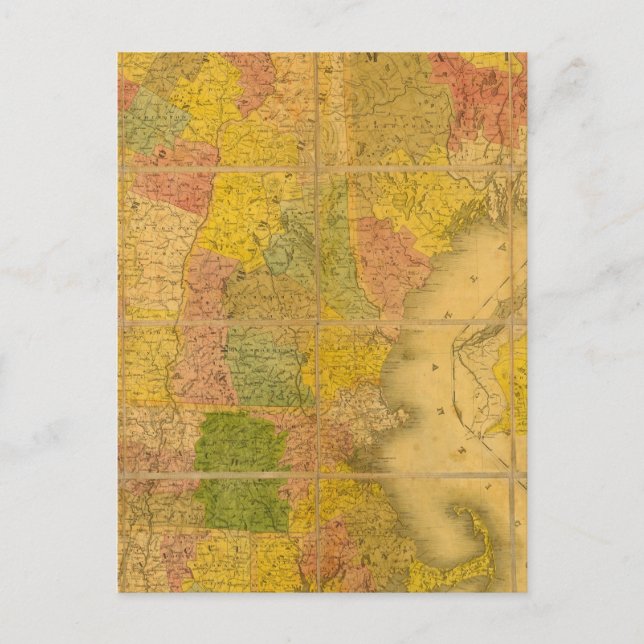 Une carte des états de la Nouvelle Angleterre (Devant)