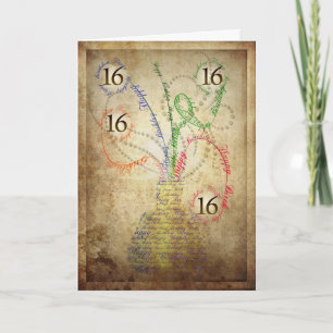 Une carte grungy 16e anniversaire