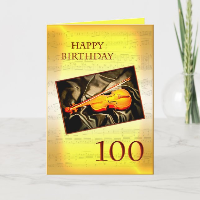 Une carte musicale 100e anniversaire avec un violo (Devant)