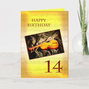 Une carte musicale 14ème anniversaire avec un viol