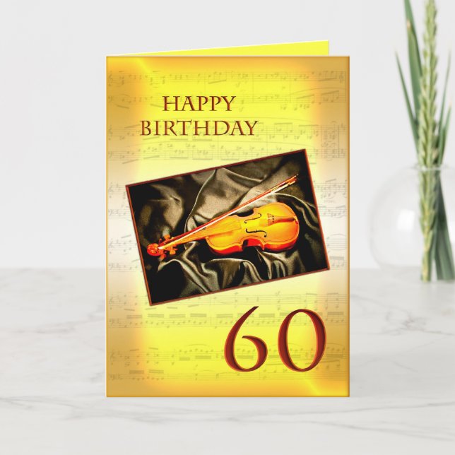 Une carte musicale de 60ème anniversaire avec un v (Devant)