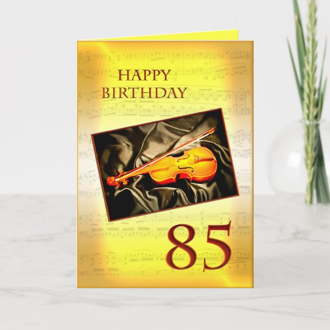 Une carte musicale de 85ème anniversaire avec un v (Devant)