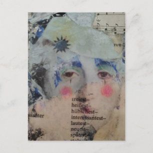 Une carte postale collage en techniques mixtes rep