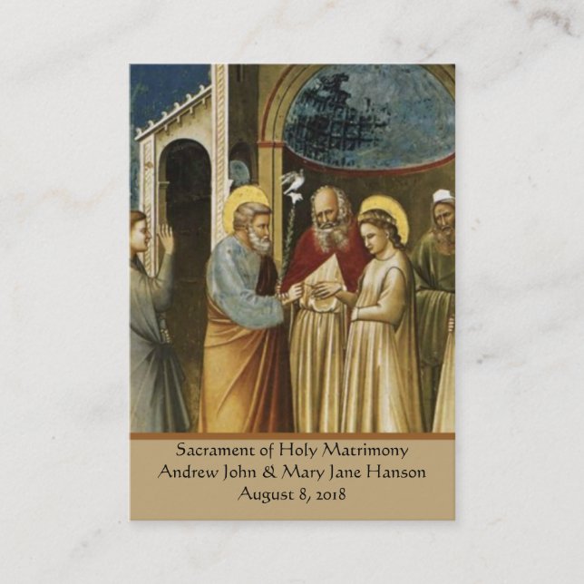 Une carte sainte de mariage de faveur catholique (Devant)
