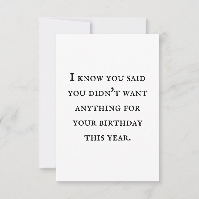 Une carte sans cadeau est son propre cadeau. (Devant)