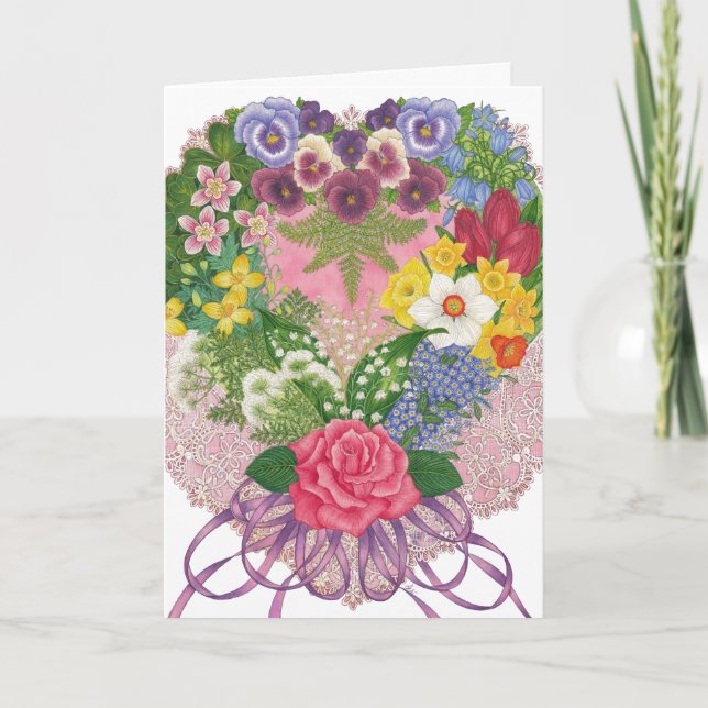 Une carte victorienne de Valentine de bouquet (Devant)