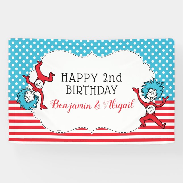 Une chose deux | Bannière d'anniversaire jumeaux (Horizontal)