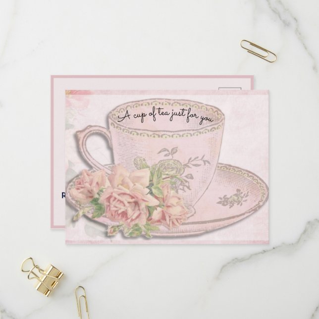 Une coupe de thé pour la fête des mères Invitation (Devant/Arrière en situation)