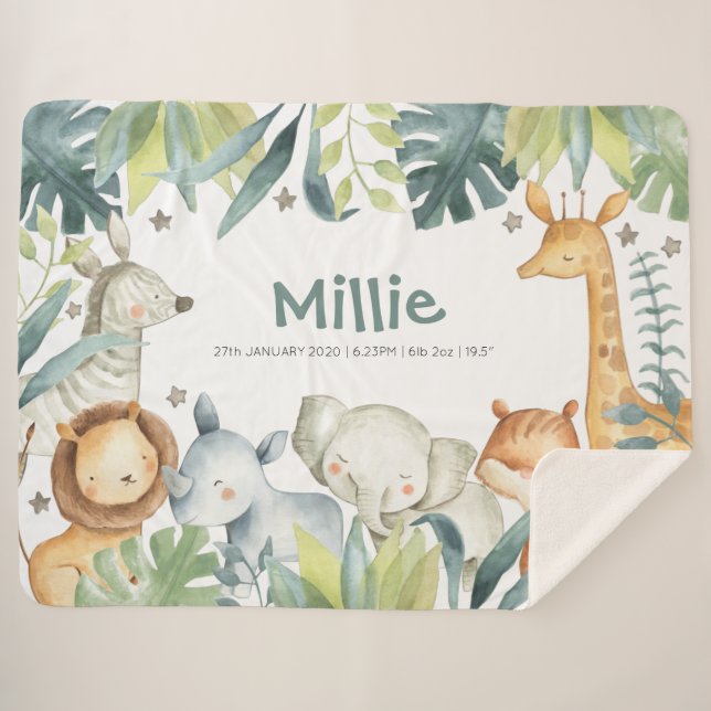 Une couverture d'animaux de Safari avec de mignons (Devant (Horizontal))