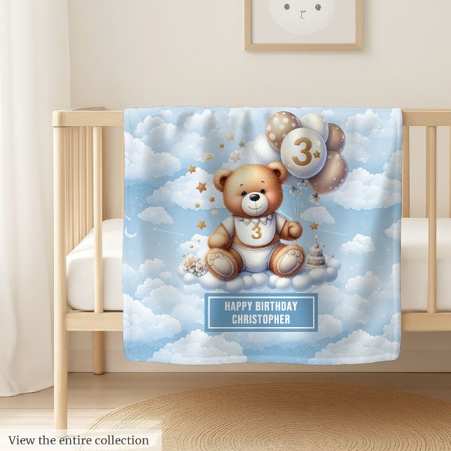 Une couverture en peluche personnalisée pour le 3e (Personalized teddy blanket for boy’s 3rd birthday)