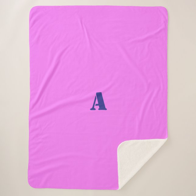 Une couverture rose Monogramme Bleue (Devant)
