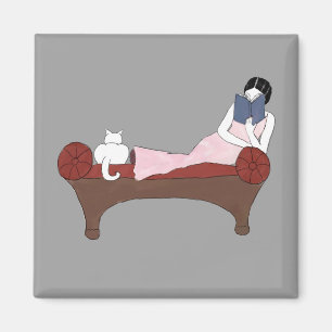 Une dame, un chat et un très bon aimant de livre