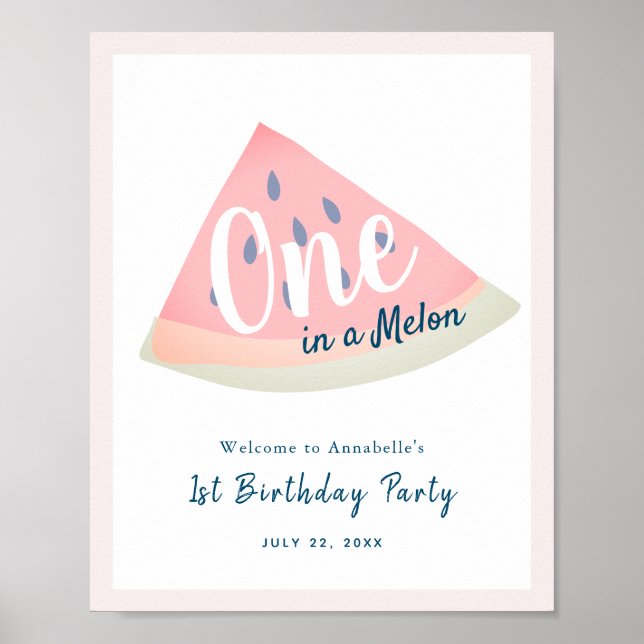 Une dans une Melon Girl Birthday Affiche de bienve (Devant)