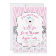 Une douce Petite Agneau Baby shower Invitation