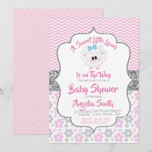 Une douce Petite Agneau Baby shower Invitation