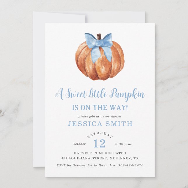 Une douce petite invitation au Baby shower Citroui (Devant)