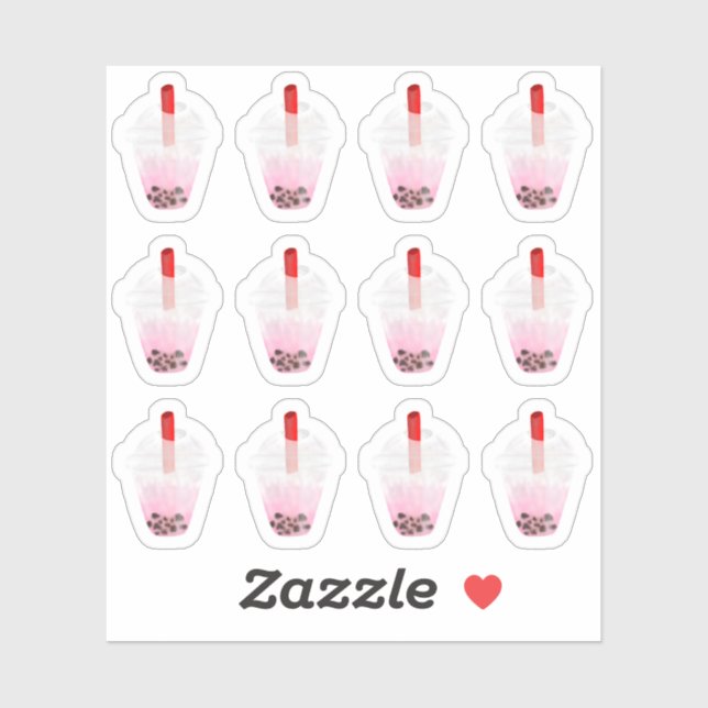Une douzaine de stickers Boba Tea Die Cut (Feuille)