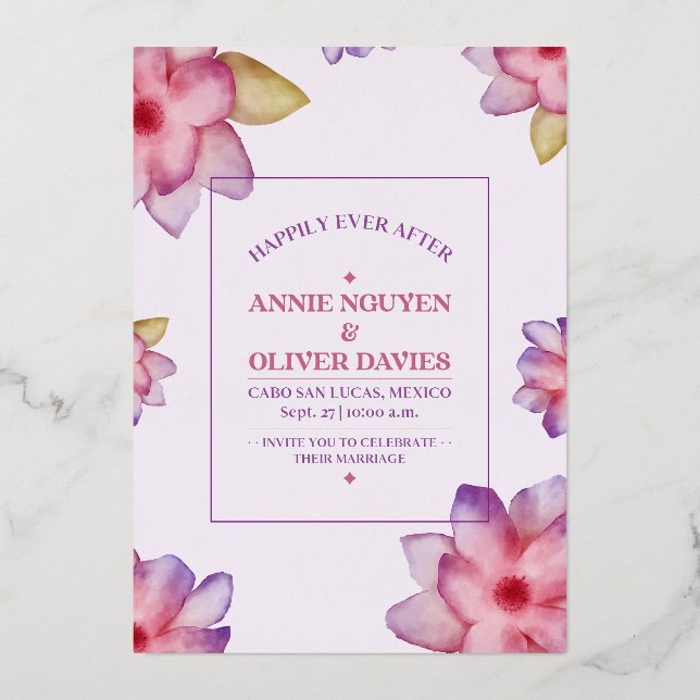 Une Faire-part de mariage Florale Simple Et Belle (Recto)