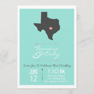 Une Faire-part de mariage Texas couleur Aqua