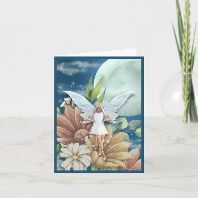 Une fée dans le jardin à la nuit 4"x5.6" (Devant)